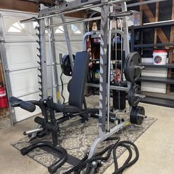 Body Solid Series 7 Smith Machine GS348QP4  W/ Heavy duty Bench Weights & Dumbells! 