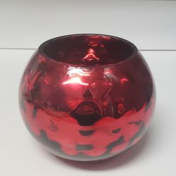 4.75" Glossy Red Glass Ball Vase