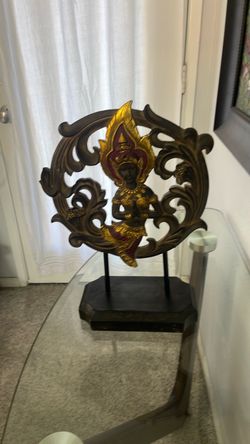Bali dancer wooden decor with stand