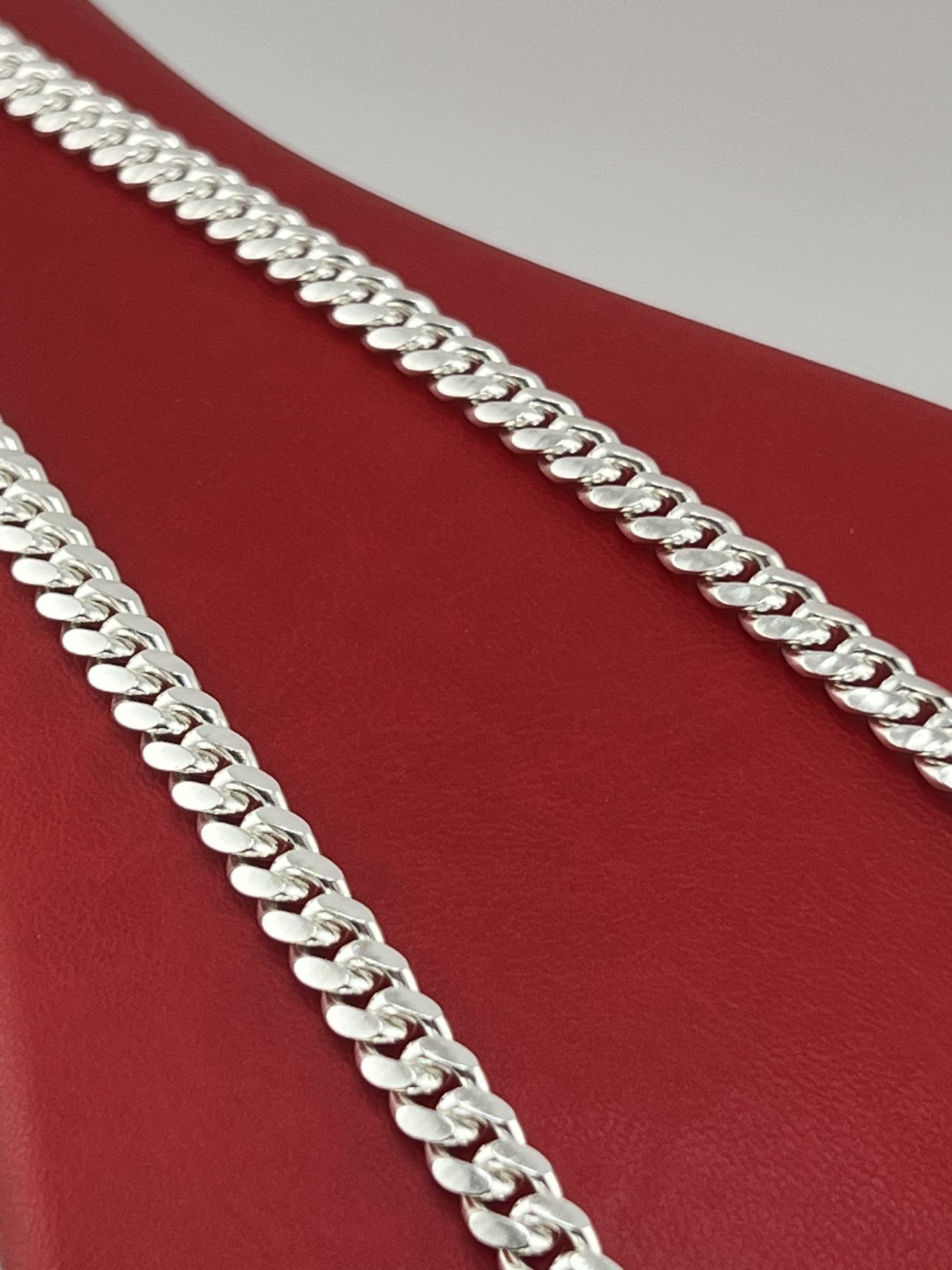 New925 sterling silver cuban link chain Necklace