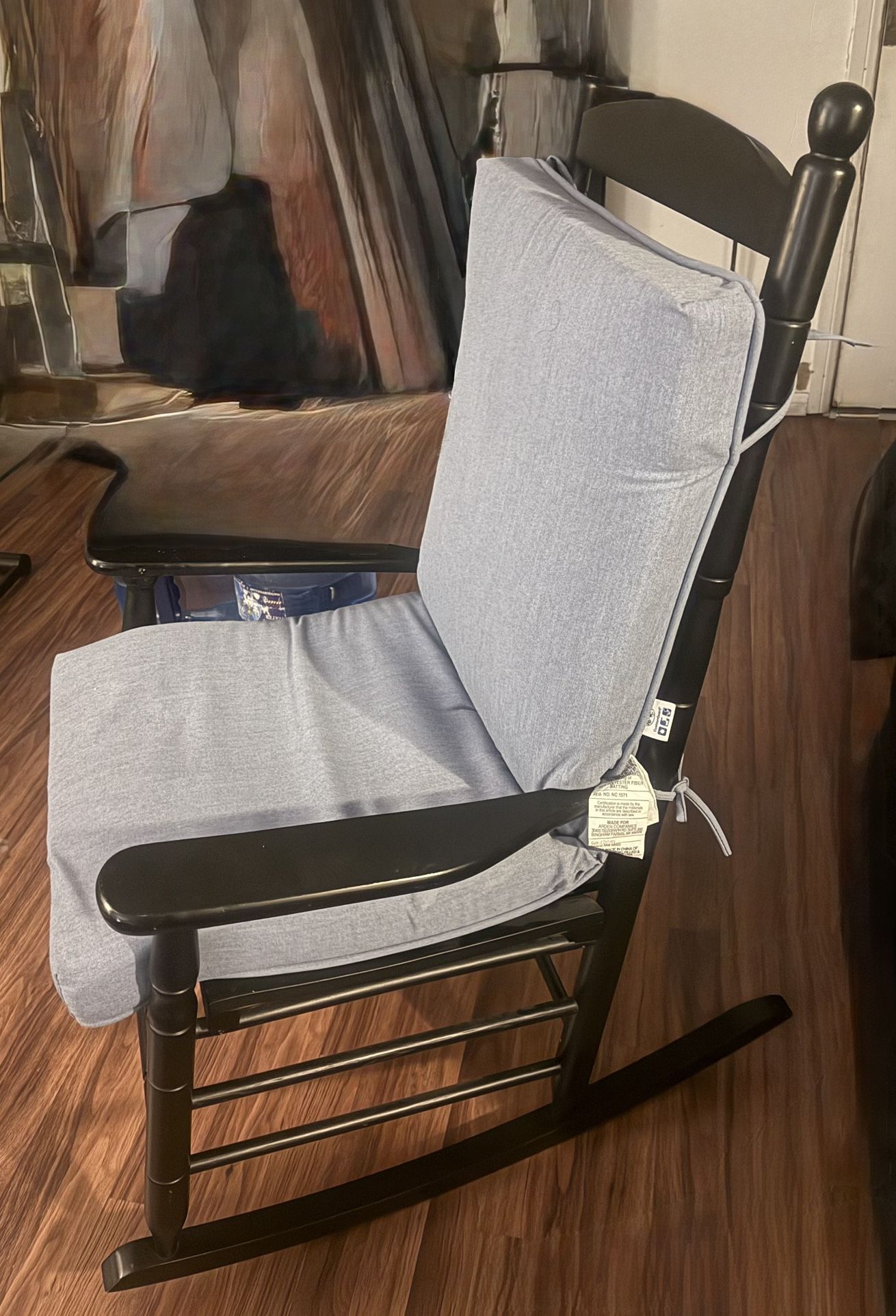 Black Wooden Rocking Chair With Cushion, Great Condition