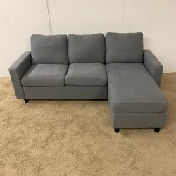 Gray Reversible Sectional Couch Sofa *Free Delivery*