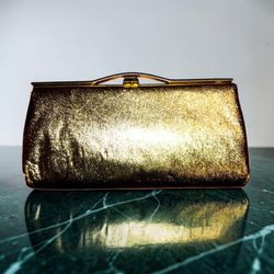 Gold Vinyl Clutch Evening Bag
