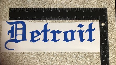 Detroit vinyl decals (4”h x 12”w) we can customize