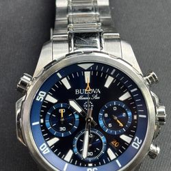 Bulova Marine Star 43MM Chronograph Blue Dial Men's Quartz Watch 96B256