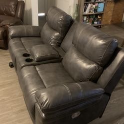 Ashley Electric Love Seat - Grey