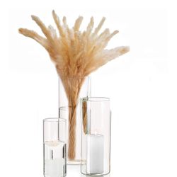 Cylinder Vase for Centerpieces 1 Set (3 Pcs) Hurricane Floating Candle Holder, Glass Vases for Flowers, Decorative Centerpiece for Wedding, 6''+8''+10