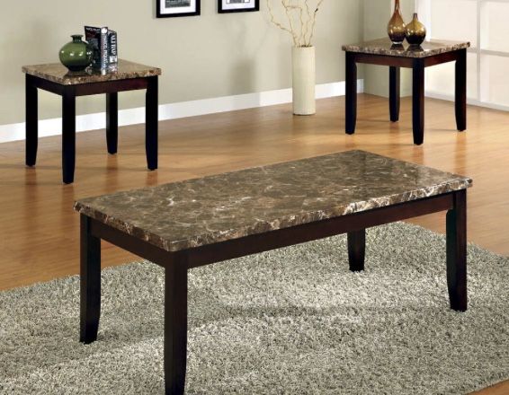 Living room table set, 3 piece marble