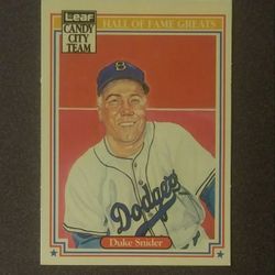1987 Donruss Leaf Hall Of Fame Greats Duke Snider #H6 Los Angeles Dodgers L.A. Candy City Team HOF Baseball Card Vintage Collectible Sports MLB