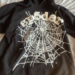 BLACK SP5DER HOODIE TRADES HMU