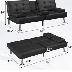 Leather Movie Lounge Futon Couch