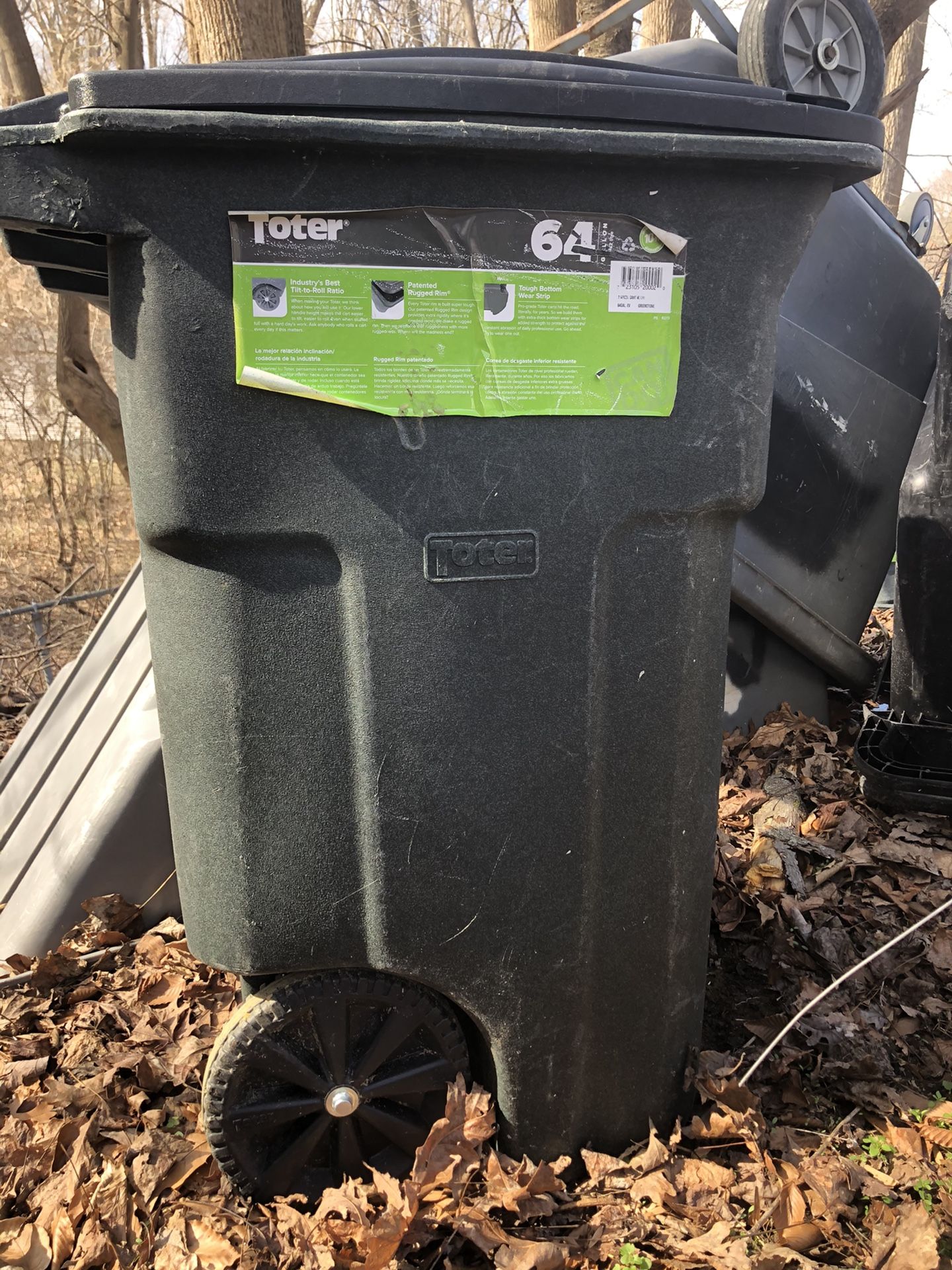 3 Toter trash can 64 gal.