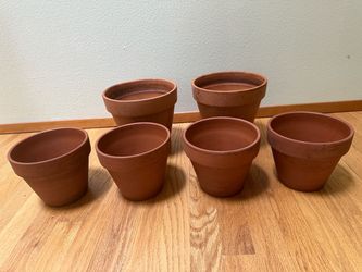 Set of 6 Terracotta Clay Flower Pots