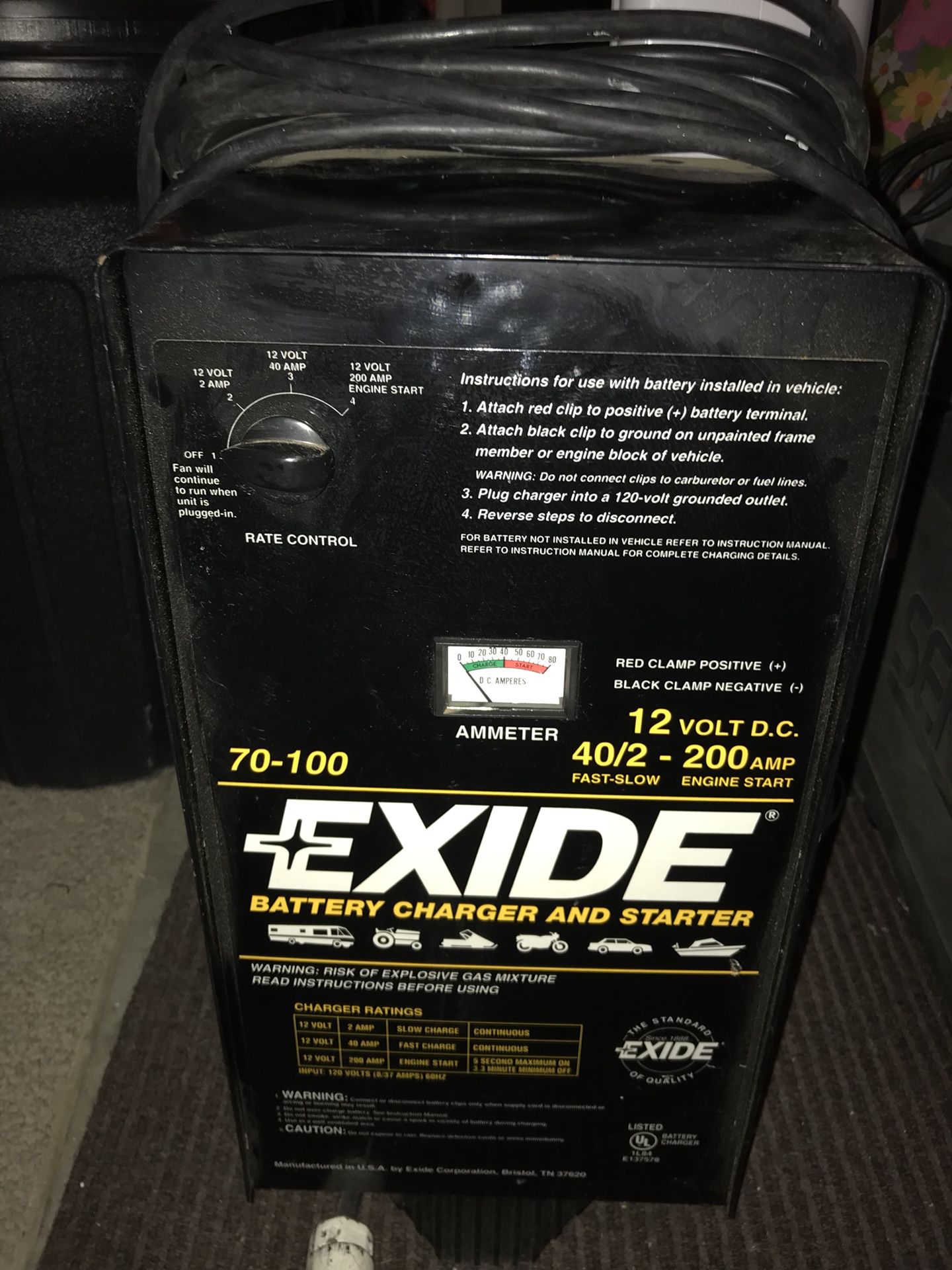 Exide Battery Charger/Starter 70-100