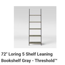 Bookshelf - 72" 5 Shelf Leaning Bookshelf Gray