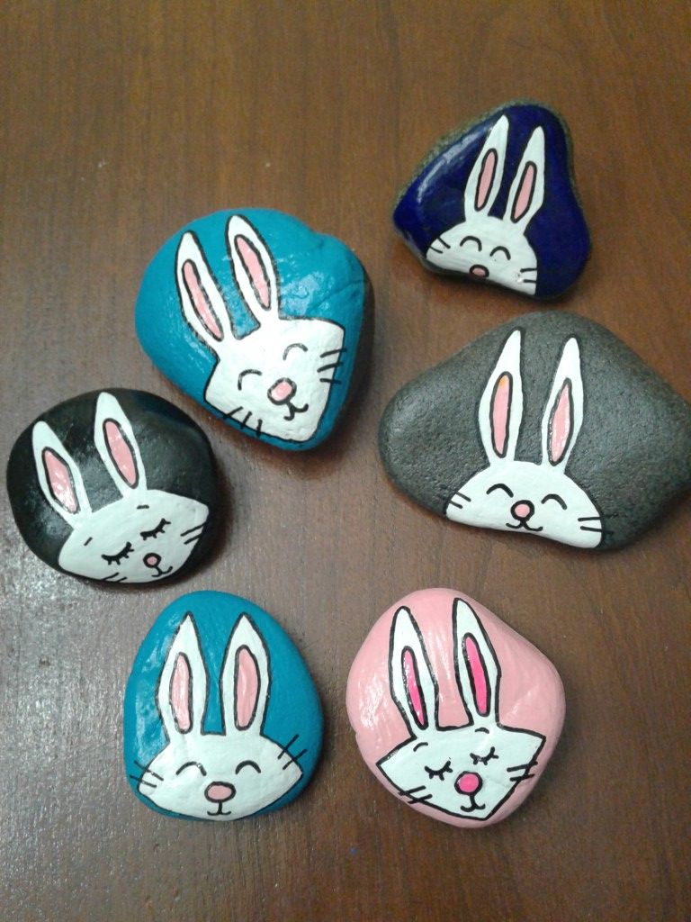 Easter bunny painted rocks