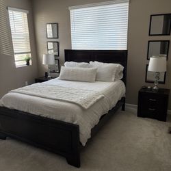 Elegant Dark Wood Bedroom Set – Mattress Not Included