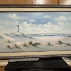 Colored Oil Painting, Ocean Scene   32  X  55 Inches 