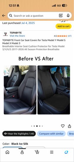 Tesla Model Y Cooling Seat Cover & Roof Sunshade