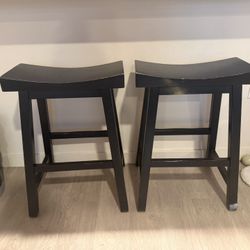 Two Black Barstools 