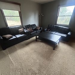 3 sofa couches and table