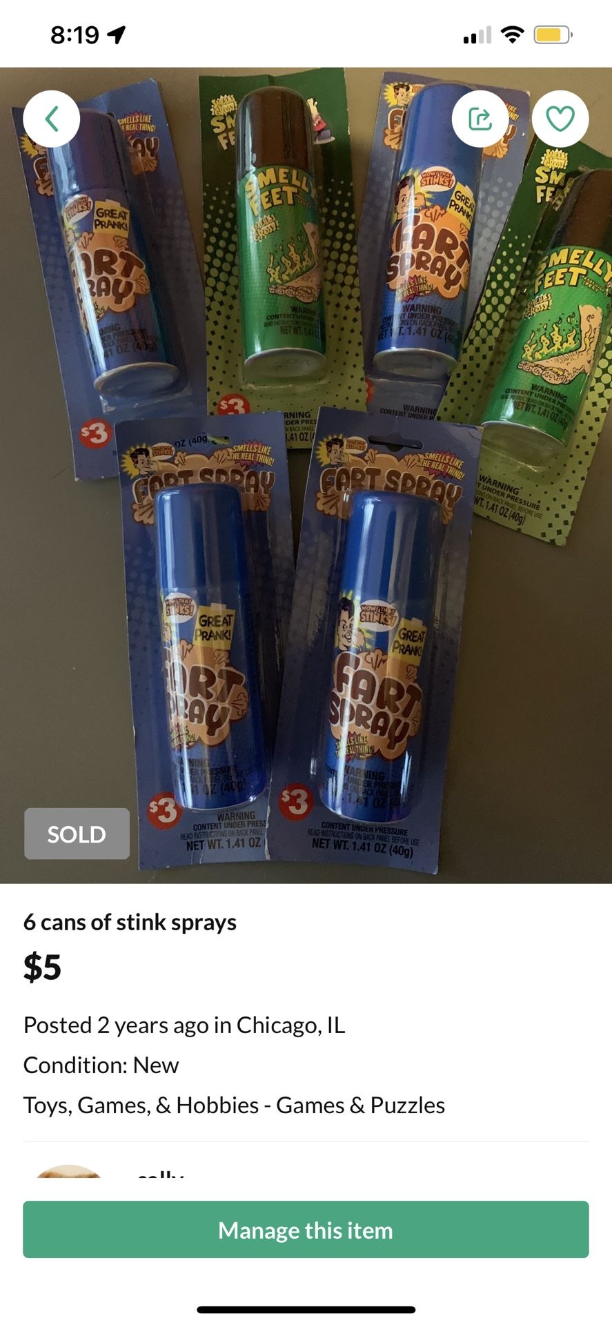 6 cans of stink sprays