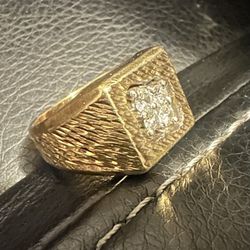 14 K Gold Men’s Ring 3/4 Total Weight Diamonds 