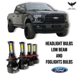 2015-2022 Ford F-150 Headlights Bulbs LED White 6K KIT Low Beam + Foglight 16000ms