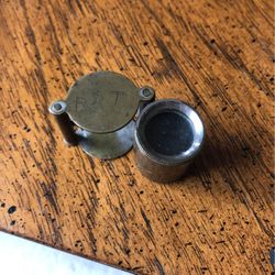 Folding Compound Magnifier Magnifying Glass Loup Brass Antique 