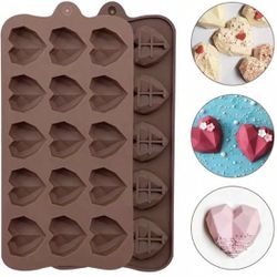 1pc, Love Heart Shaped Chocolate Mold, 3D Silicone Mold, Candy Mold, Pudding Mold, Baking Tools, Kitchen Accessories, Valentine's Day Decor