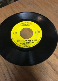 Old 45 RPM Cliff Richard “It’s All In The Game” & “I’m Looking Out Of My Window”