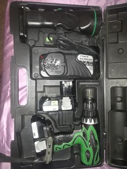 Hitachi 18 volt drill and flashlight set with batteries charger and hard shell case