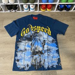 Godspeed Statue Of Liberty Shirt Blue Size large