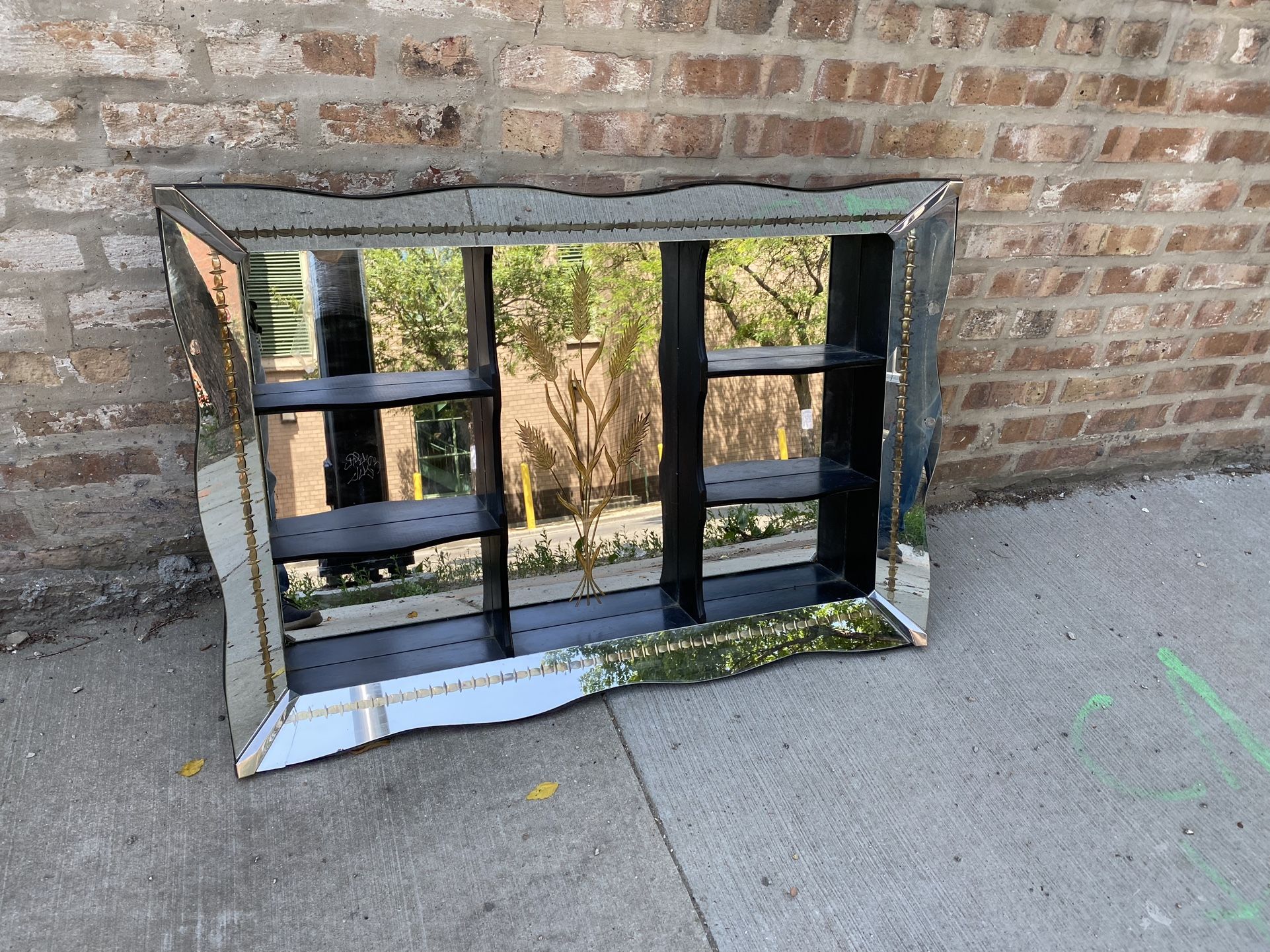 Antique Mid Century Mirror, Shadowbox