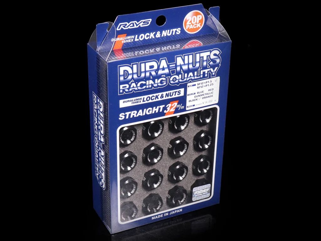Rays Wheels L32 Black 12X1.5 DURA-NUT forged lug nut pack of 20