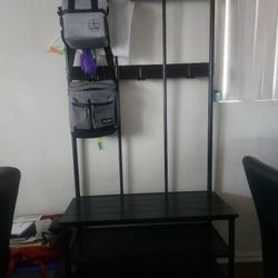 Entry Way Coat Rack Hanger With 2 Shelfs Underneath 