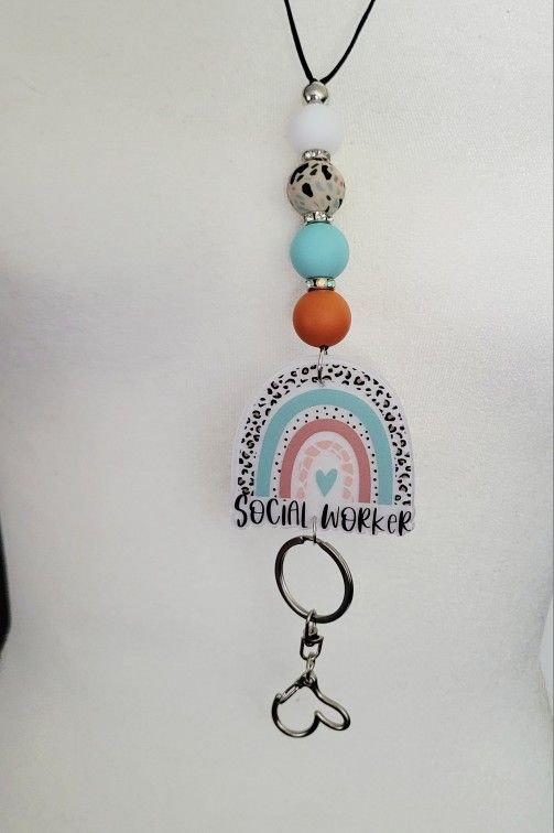 Social Worker Beaded Handmade Lanyard