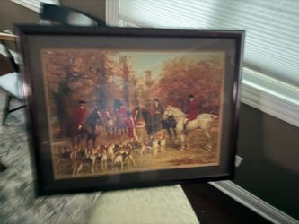English Fox hunt Framed Picture  of 34 1/2 x 26 1/2