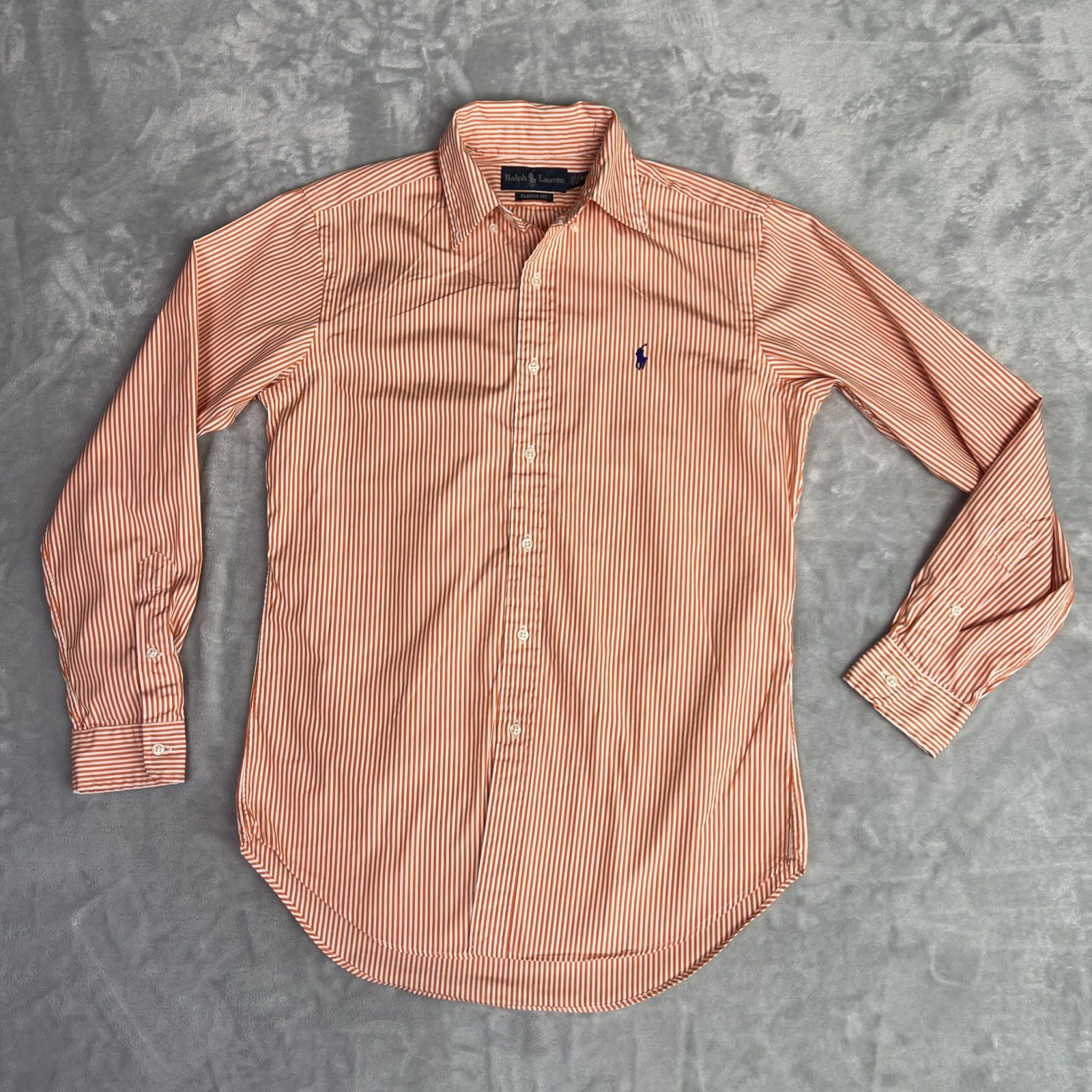 Polo Ralph Lauren Button Down Shirt Men's S Orange Striped Long Sleeve