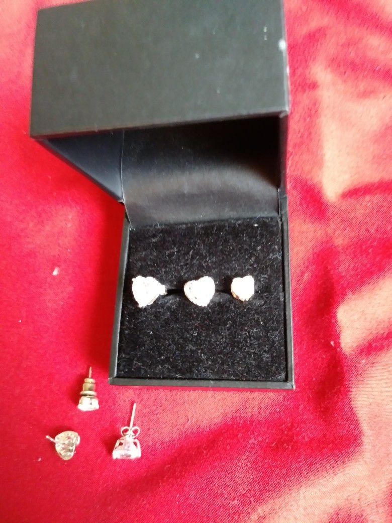 3 Pairs Of Diamonisse Diamond Heart Earrings
