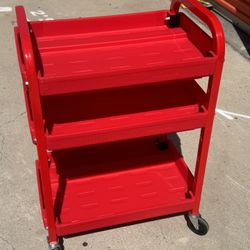 22 in. 3 Shelf Adjustable Utility Cart in Red