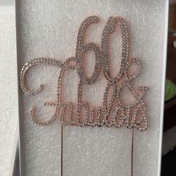 Rhinestone Rose Gold Cake Topper 60 & Fabulous