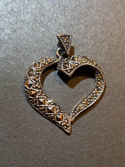 Marcacite Sterling Silver 925 Heart Pendent