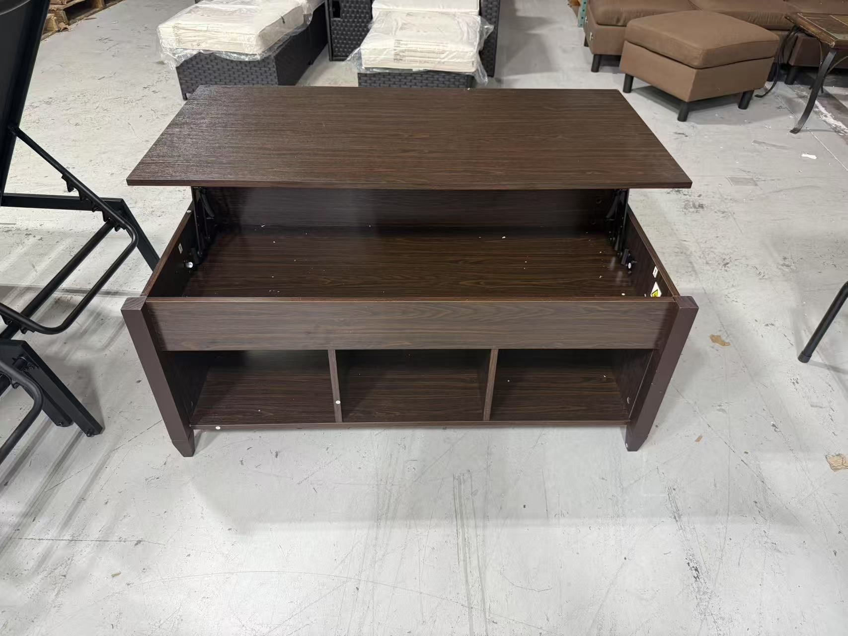 New 47.5" Lift Top Coffee Table with 3 Storage Compartments, Espresso