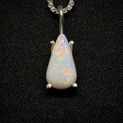 Very Bright Multicolored Multifired Opal Teardrop Necklace Crystal Jewelry