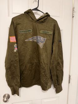 NFL New England Patriots Olive Green Military Style Hoodie Sweatshirt, Size L