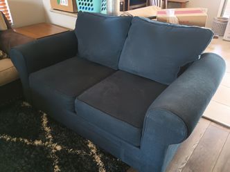 Blue Fabric Loveseat
