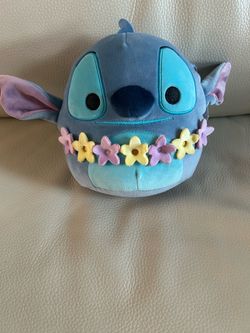 Stitch Squishmallow Plush with Flower Lei