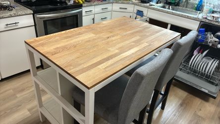 West Elm Kitchen island with butcher block top