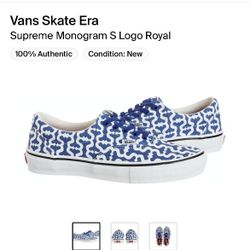 Supreme  Vans Monogram S Royal Blue Size 11